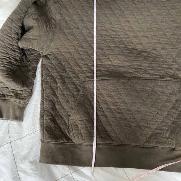 Roots CABIN to City Quilted Sweatshirt GUC Size Med Olive Green/Taupe Brown - Picture 11 of 13